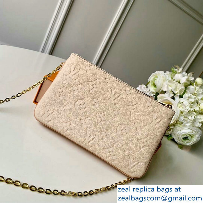 Louis Vuitton Monogram Empreinte Pochette Double Zip Bag M63919 Beige Dore 2019