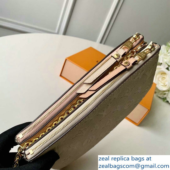 Louis Vuitton Monogram Empreinte Pochette Double Zip Bag M63919 Beige Dore 2019 - Click Image to Close