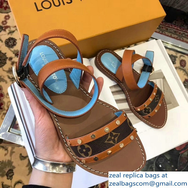 Louis Vuitton Passenger Flat Sandals Cognac Brown 2019 - Click Image to Close