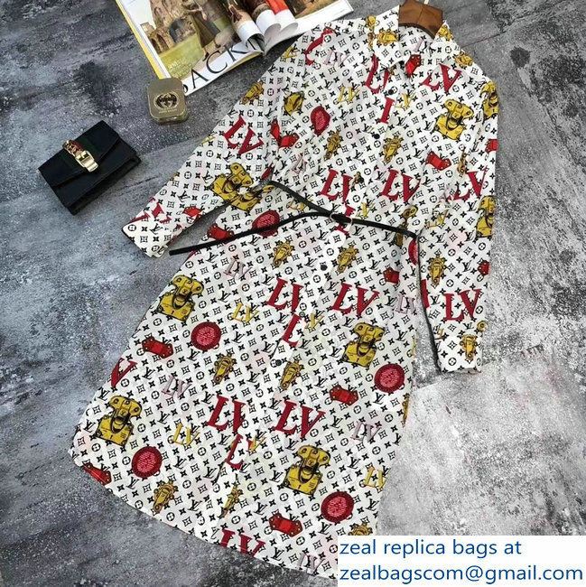 Louis Vuitton Print Silk Dress 2019