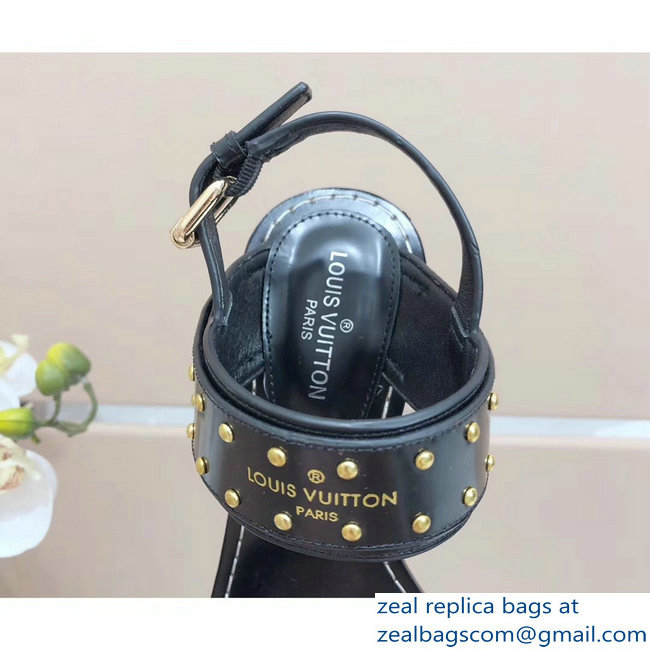 Louis Vuitton Studs Heel 10cm Passenger Sandals Black 2019 - Click Image to Close