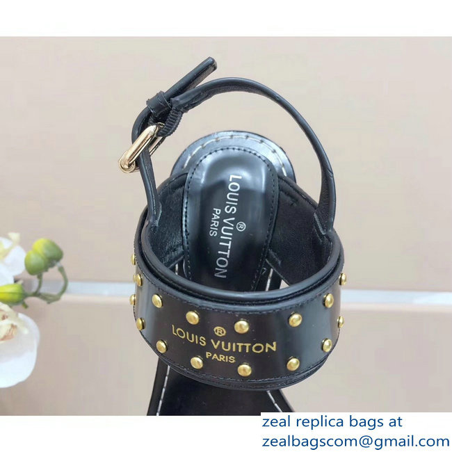 Louis Vuitton Studs Heel 10cm Passenger Sandals Black 2019