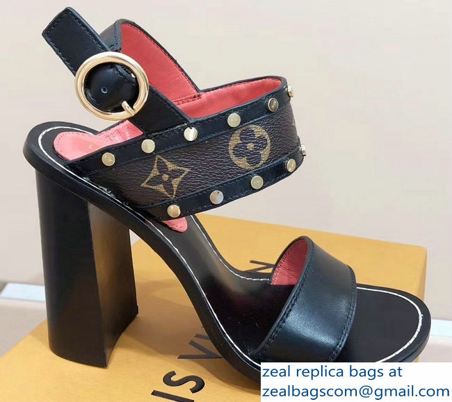 Louis Vuitton Studs Heel 10cm Passenger Sandals Monogram Canvas 2019 - Click Image to Close