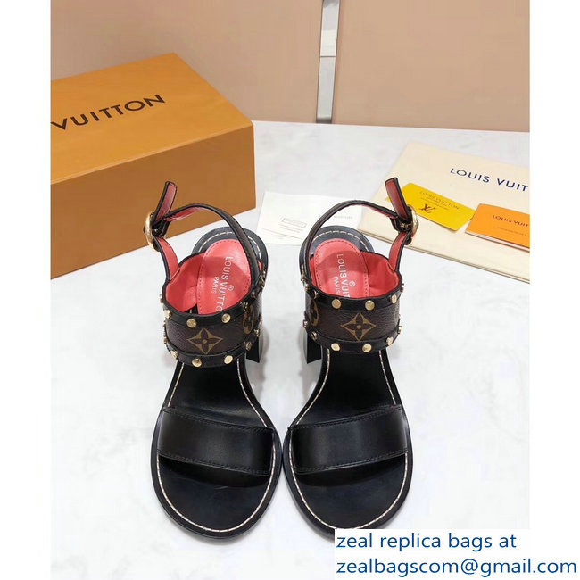 Louis Vuitton Studs Heel 10cm Passenger Sandals Monogram Canvas 2019