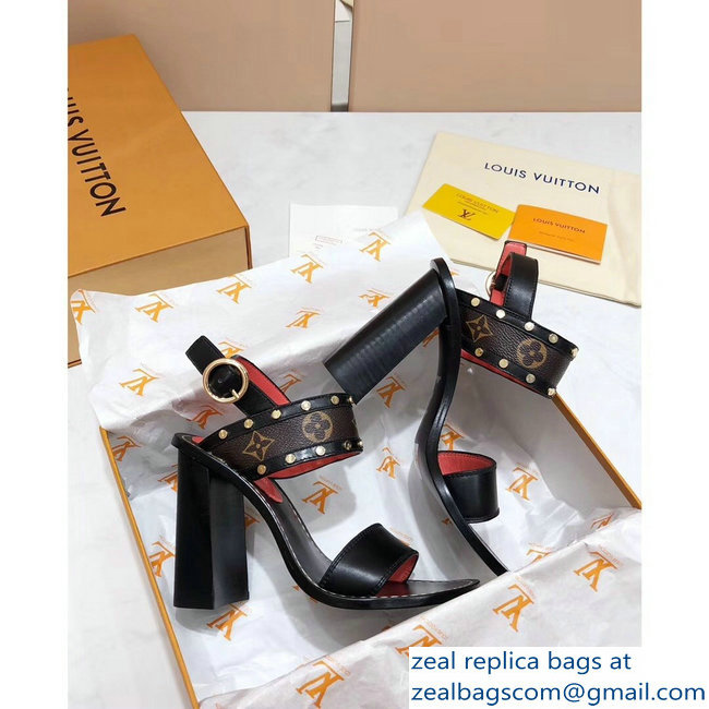 Louis Vuitton Studs Heel 10cm Passenger Sandals Monogram Canvas 2019