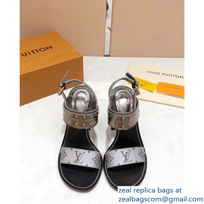 Louis Vuitton Studs Heel 10cm Passenger Sandals Silver 2019
