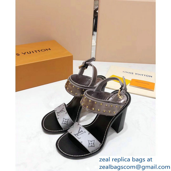 Louis Vuitton Studs Heel 10cm Passenger Sandals Silver 2019