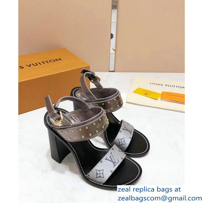 Louis Vuitton Studs Heel 10cm Passenger Sandals Silver 2019 - Click Image to Close