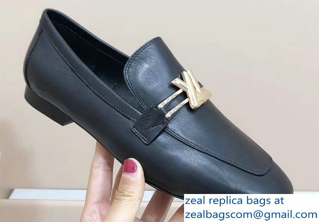 Louis Vuitton Upper Case Flat Loafer 1A4EV9 Calf Leather Black 2019 - Click Image to Close