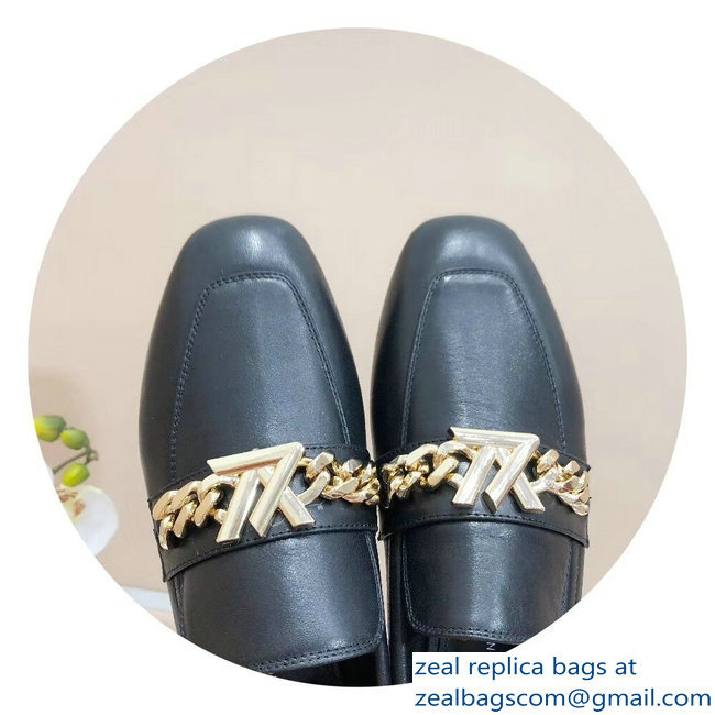 Louis Vuitton Upper Case Flat Loafer Chain 1A4XE7 Calf Leather Black 2019 - Click Image to Close