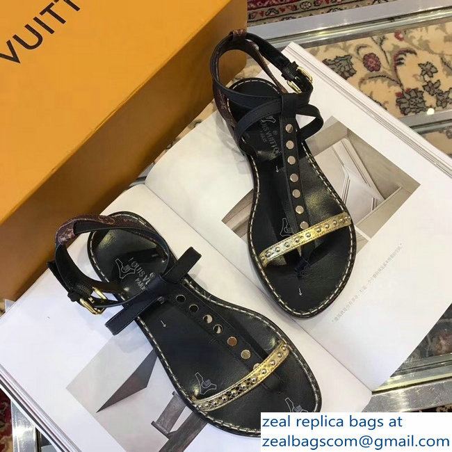 Louis Vuitton Wayside Flat Sandals Black 2019 - Click Image to Close