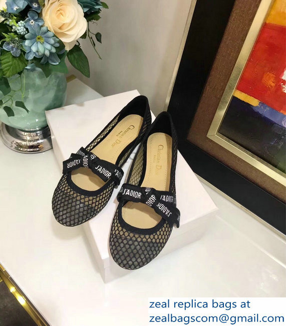 Miss Dior J'Adior And Bow Ribbon Ballet Pumps Mesh Black 2019