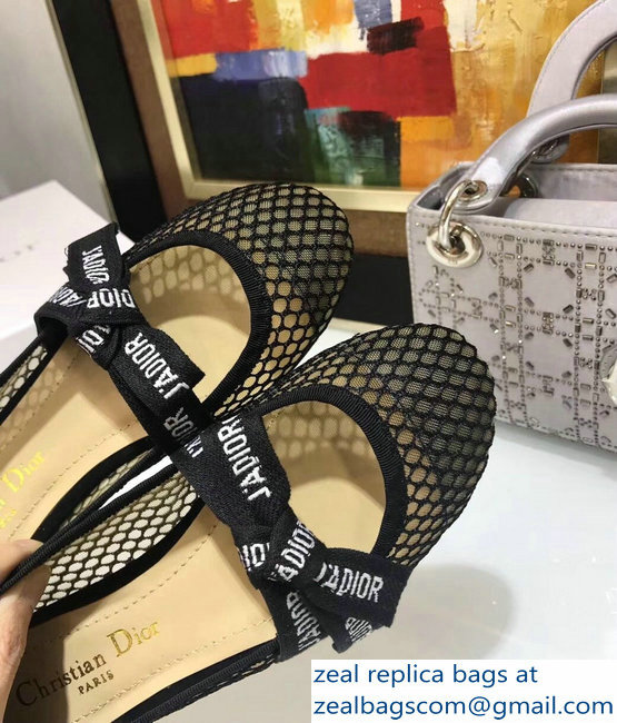 Miss Dior J'Adior And Bow Ribbon Ballet Pumps Mesh Black 2019 - Click Image to Close