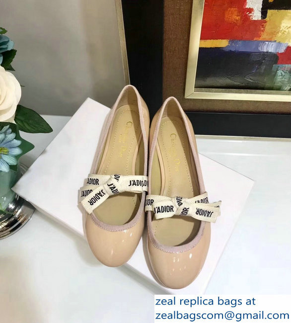 Miss Dior J'Adior And Bow Ribbon Ballet Pumps Patent Apricot 2019