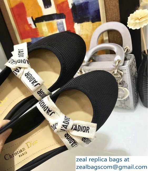 Miss Dior J'Adior And Bow Ribbon Ballet Pumps Technical Canvas Black 2019