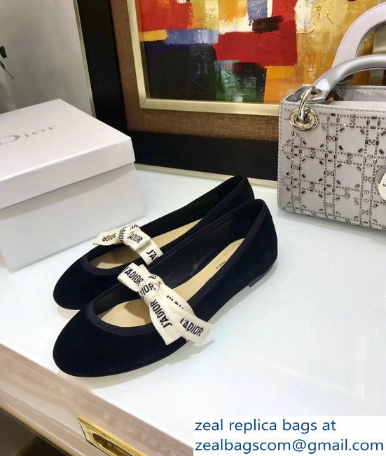 Miss Dior J'Adior And Bow Ribbon Ballet Pumps Velvet Black 2019
