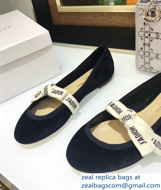 Miss Dior J'Adior And Bow Ribbon Ballet Pumps Velvet Black 2019