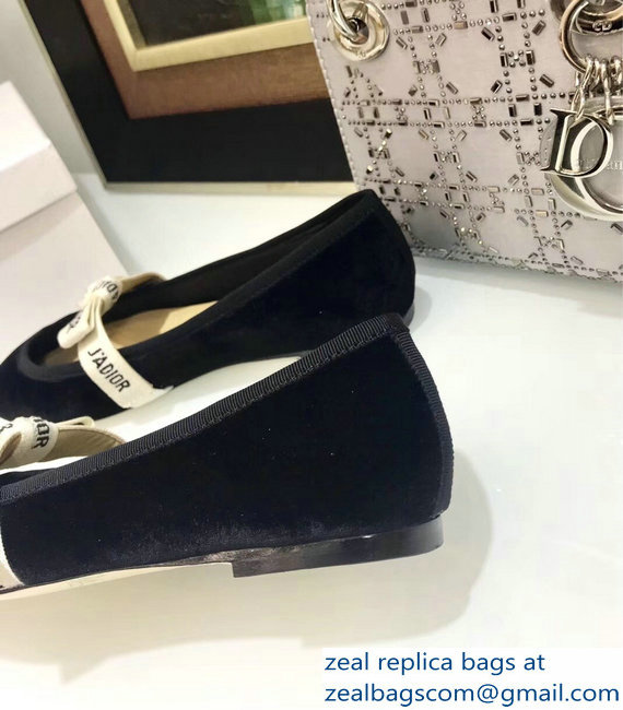 Miss Dior J'Adior And Bow Ribbon Ballet Pumps Velvet Black 2019