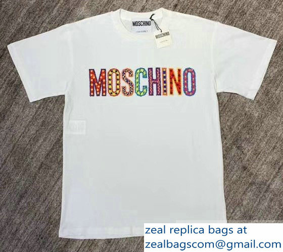 Moschino Multicolor Logo T-shirt White 2019 - Click Image to Close