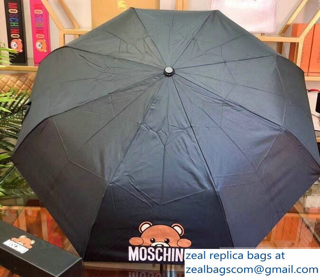 Moschino Teddy Bear Print Umbrella Logo Black - Click Image to Close