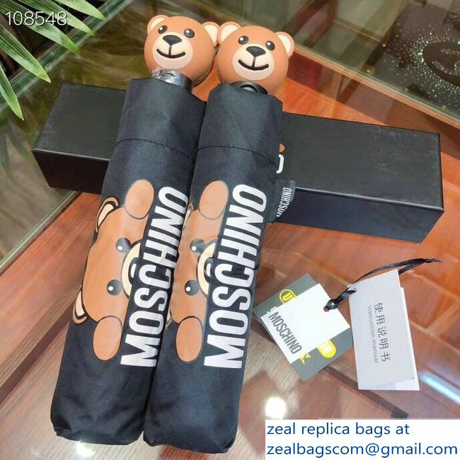 Moschino Teddy Bear Print Umbrella Logo Black