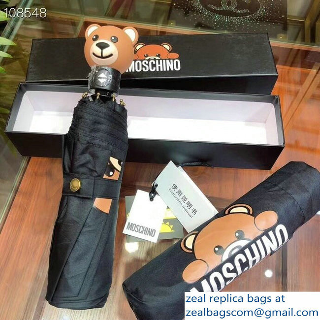 Moschino Teddy Bear Print Umbrella Logo Black