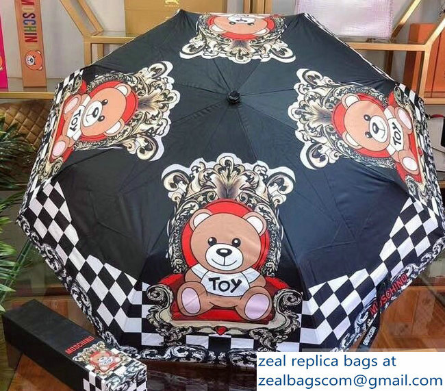 Moschino Toy Teddy Bear Print Umbrella Black