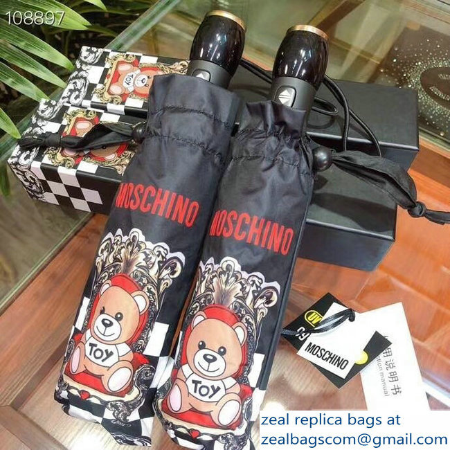 Moschino Toy Teddy Bear Print Umbrella Black - Click Image to Close