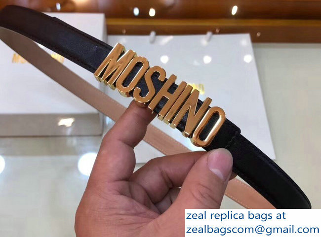 Moschino Width 2cm Leather Belt Black With Logo