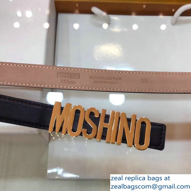 Moschino Width 2cm Leather Belt Black With Logo