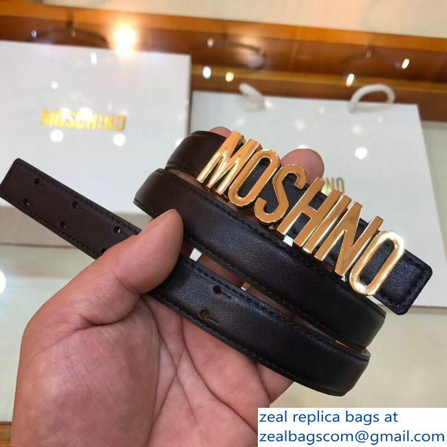 Moschino Width 2cm Leather Belt Black With Logo