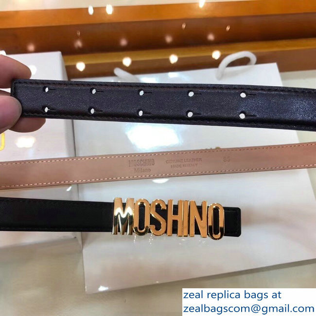 Moschino Width 2cm Leather Belt Black With Logo