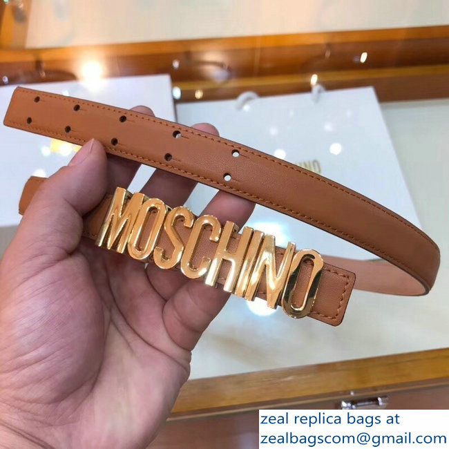 Moschino Width 2cm Leather Belt Brown With Logo