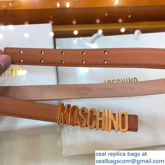 Moschino Width 2cm Leather Belt Brown With Logo