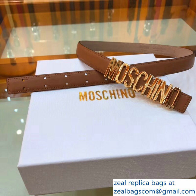 Moschino Width 2cm Leather Belt Brown With Logo