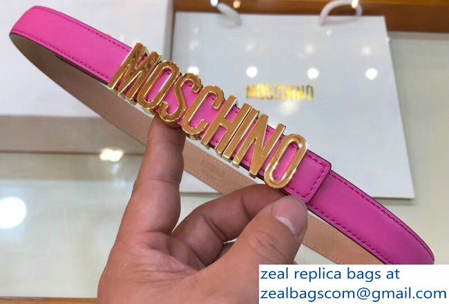 Moschino Width 2cm Leather Belt Fuchsia With Logo