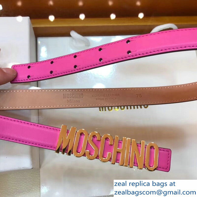 Moschino Width 2cm Leather Belt Fuchsia With Logo