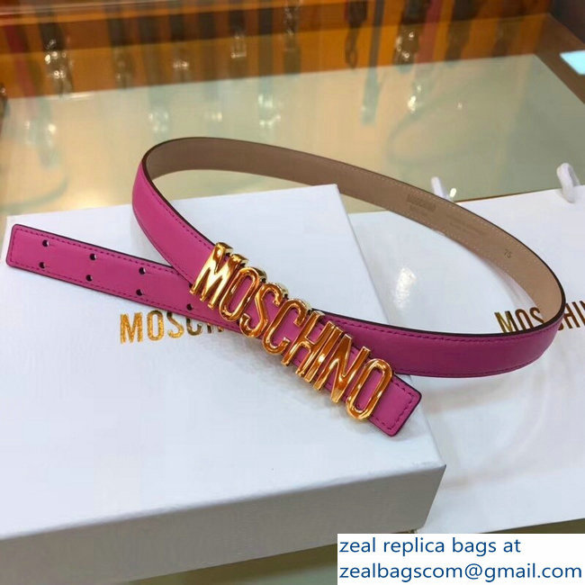 Moschino Width 2cm Leather Belt Fuchsia With Logo