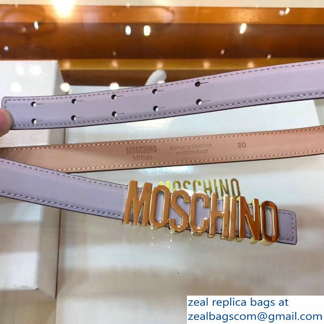 Moschino Width 2cm Leather Belt Light Gray With Logo