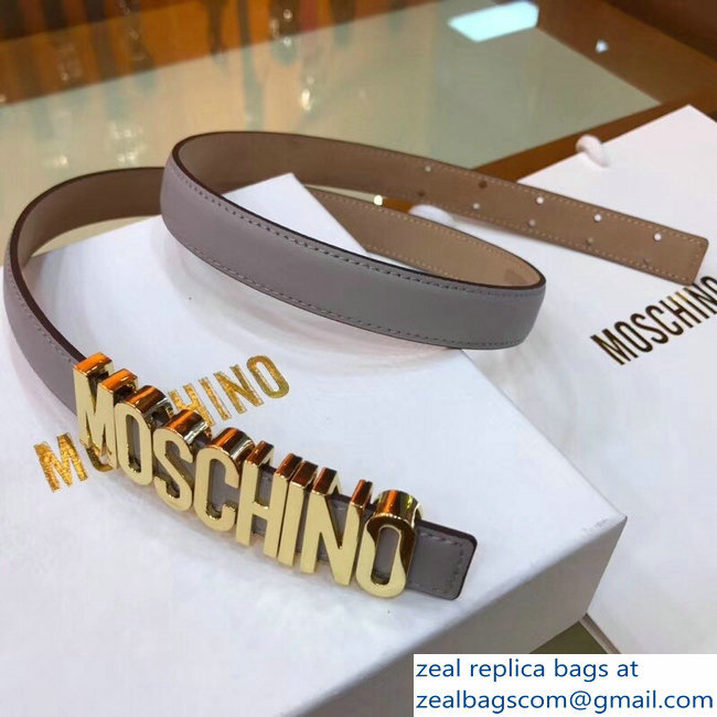 Moschino Width 2cm Leather Belt Light Gray With Logo