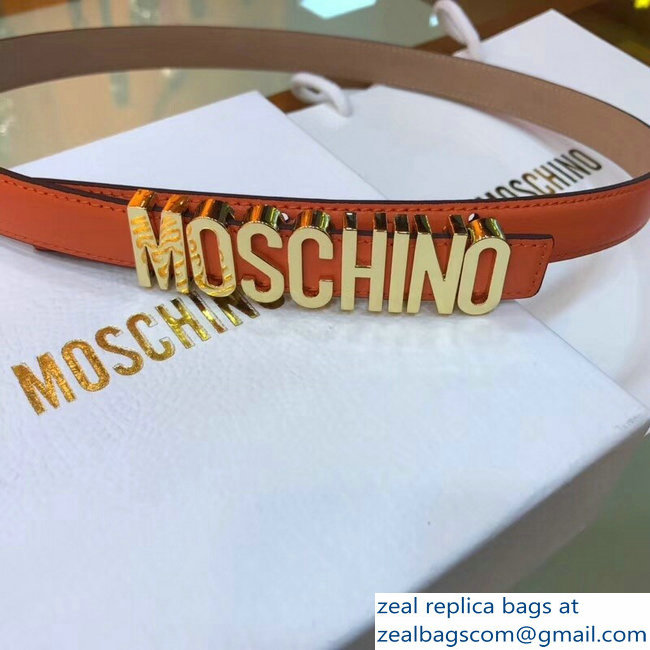 Moschino Width 2cm Leather Belt Orange With Logo