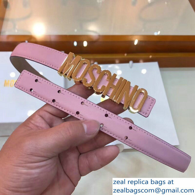 Moschino Width 2cm Leather Belt Pink With Logo