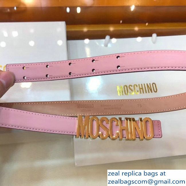 Moschino Width 2cm Leather Belt Pink With Logo