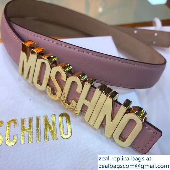 Moschino Width 2cm Leather Belt Pink With Logo