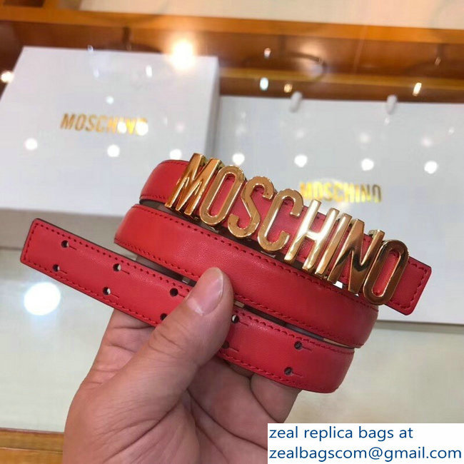 Moschino Width 2cm Leather Belt Red With Logo