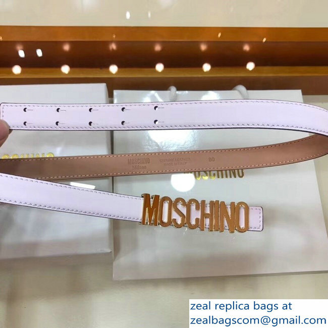 Moschino Width 2cm Leather Belt White With Logo