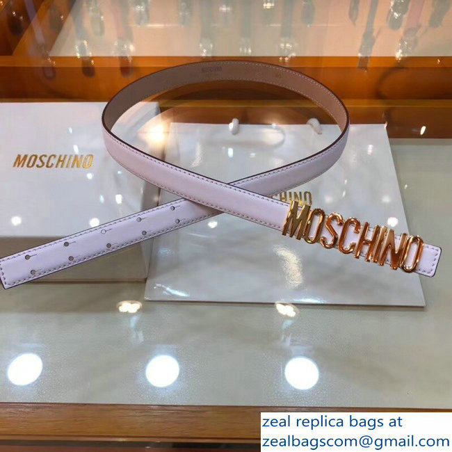 Moschino Width 2cm Leather Belt White With Logo