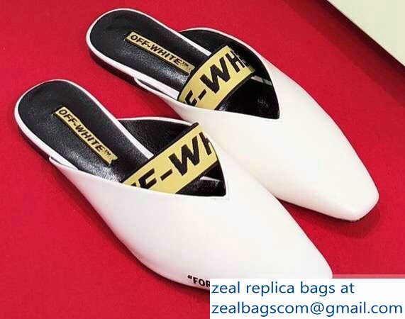 Off-white For Walking Leather Slippers White 2019 - Click Image to Close