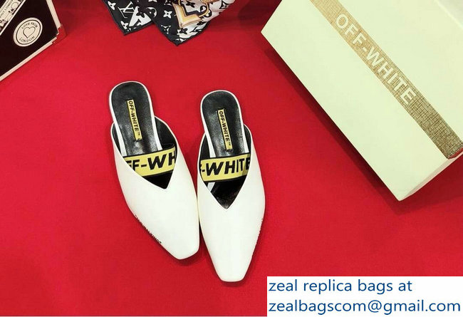 Off-white For Walking Leather Slippers White 2019 - Click Image to Close