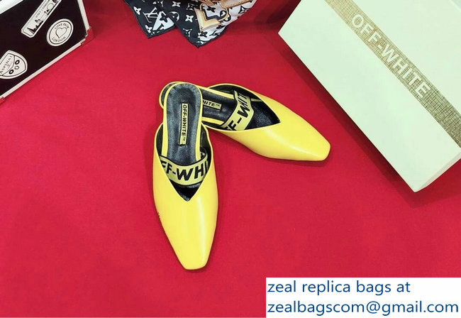 Off-white For Walking Leather Slippers Yellow 2019 - Click Image to Close